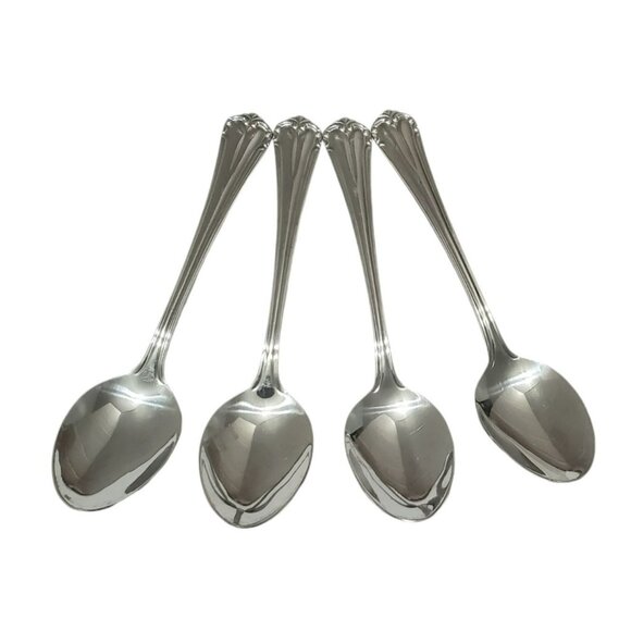 Hampton Silversmiths Katrinka 4 Oval Soup Spoons Stainless Replacement Place 215 - Picture 6 of 8